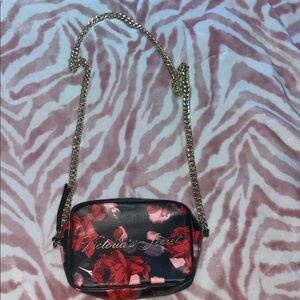 Victoria's Secret Black and Red Floral Crossbody Bag